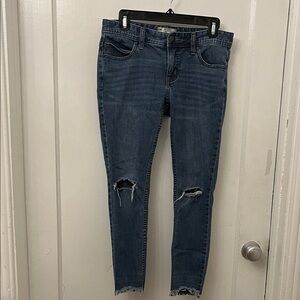 Free People Distressed Dark Blue Skinny Jeans